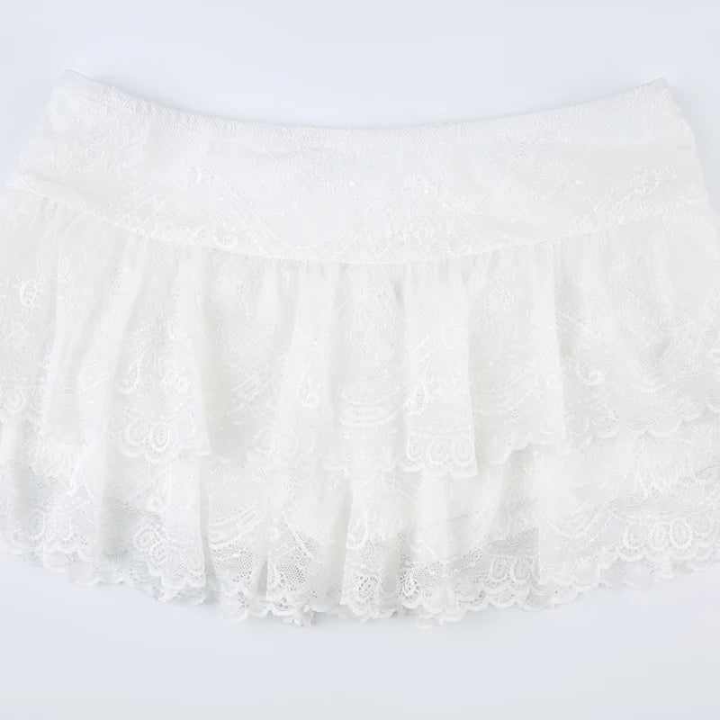 Aiertu  Y2K Aesthetic Lace Mini Skirts Low Waisted Sexy 90s Party Outfits for Women Fashion Streetwear 90s Solid Bottoms Aiertu