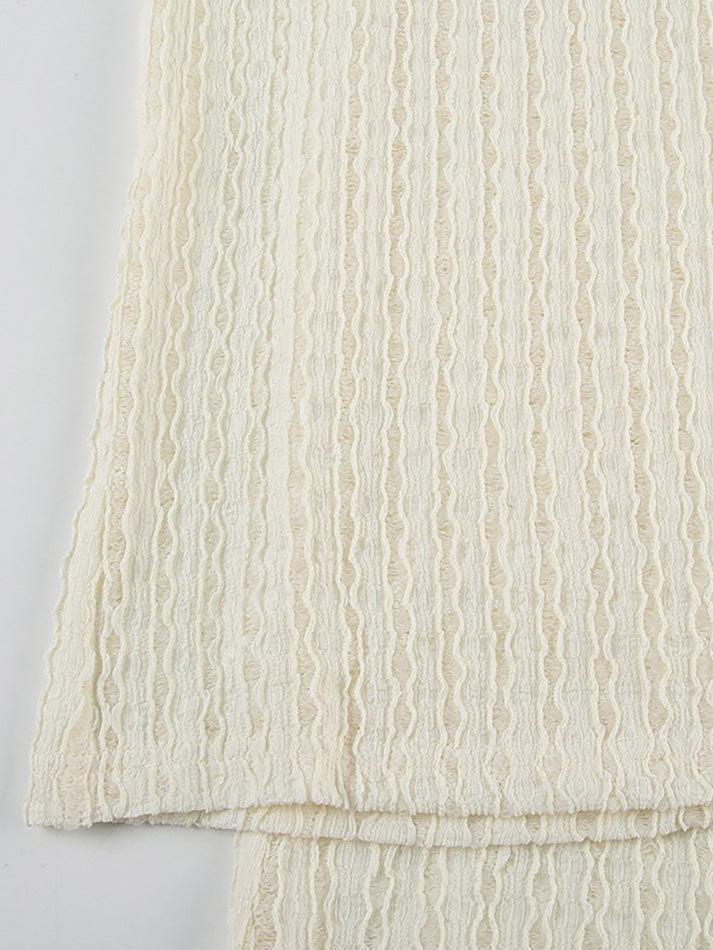 Aiertu  Textured Hollow-Out Loose Straight-Leg Pants aiertu
