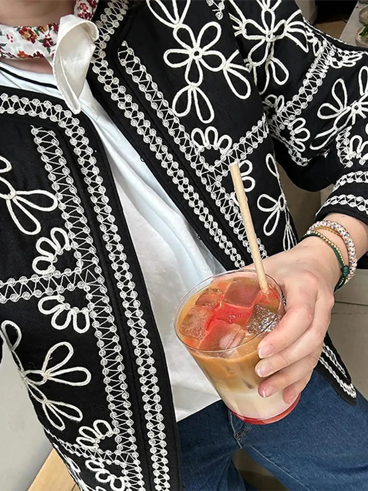 Aiertu  -  Casual Printed Jacket Shorts Set Women O-neck Long Sleeve Cardigan High Waist Shorts Suit Female Autumn Lady High Street Outfit Aiertu