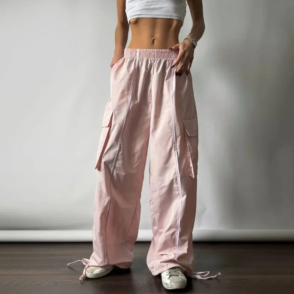 Aiertu  Y2k Aesthetic Streetwear Cargo Pants Women American Retro Harajuku Casual Solid Baggy Trousers Oversized Sweatpants Aiertu