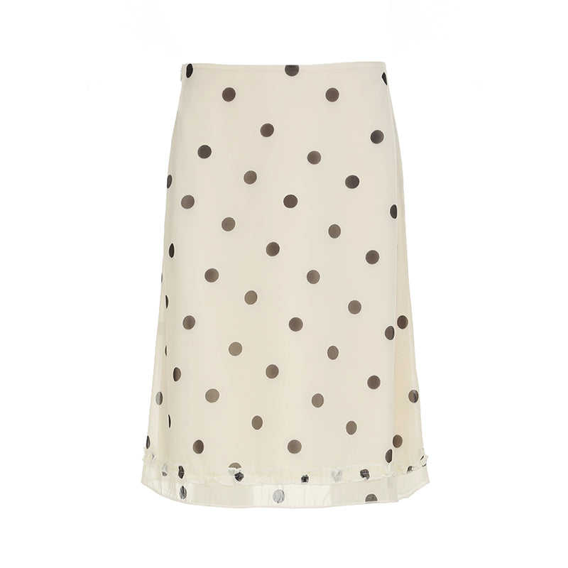 Aiertu - summer inspo Elegant England Style Dot Print Women Mid-Length Skirt  Edible Free Fungus Simple High Fashion Women Long Skirt Aiertu