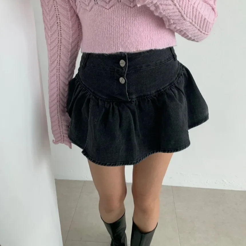 Aiertu  -  Korean Y2K Sheath High Waist Solid Color Shorts Skirts 2025 Spring Women's Slim Fit Hotsweet Sexy Style Harajuku Denim Skirt Aiertu