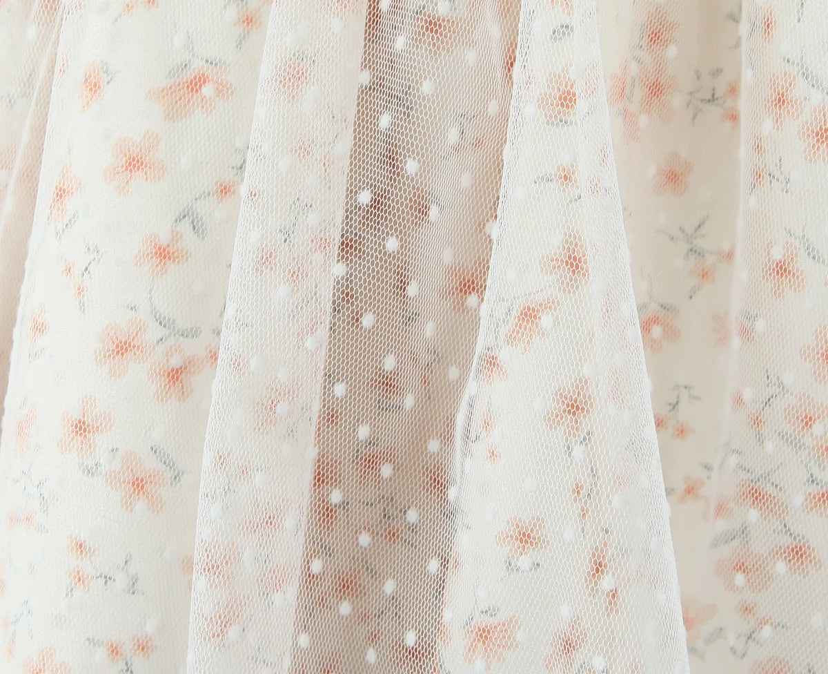 Aiertu  -  Pretty Girl Floral Print Mesh Strapless Mini Dresses Women Front Lace Up Bandage Birthday Party Dress French Bridesmaids Robe Aiertu