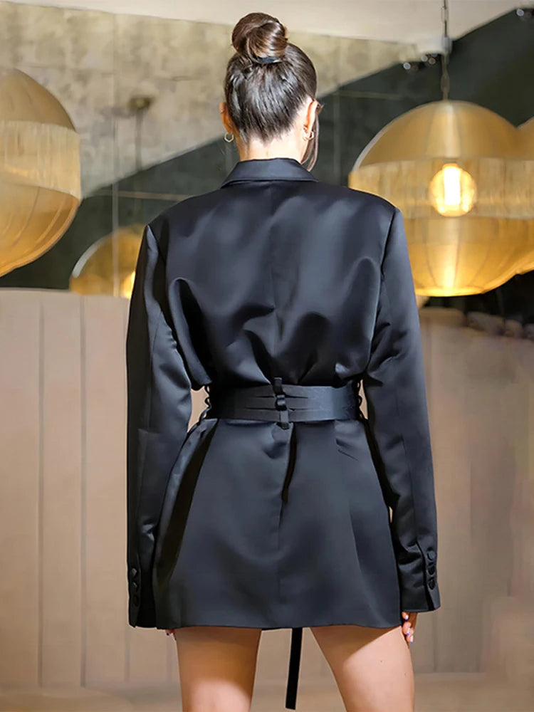 Aiertu  -  Slim Fit Double Belt Suit Jacket Patchwork Fashion Sexy Niche Design Vintage Casual Suits Dress Women Small Suit Coat Autumn New Aiertu