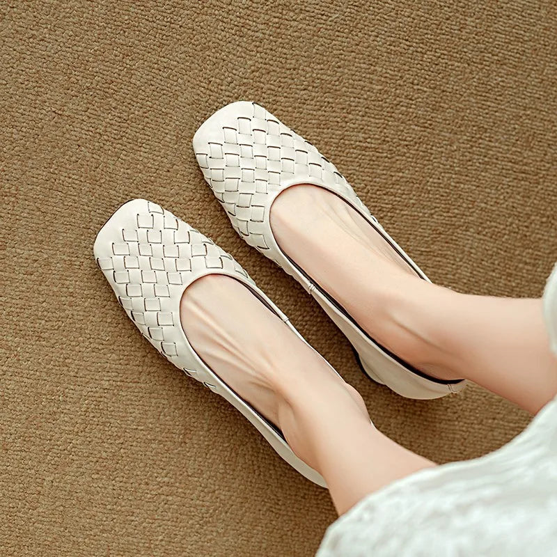 Aiertu  -  Woman Fashion Heeled Sandals Summer Dress Shallow Shoes Weave Retro Women Shoes 2025 New Designer Trend Walking Zapatos De Mujer Aiertu
