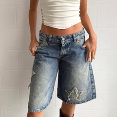 Aiertu  -  Blue Denim Shorts Woman Low Rise Baggy Jeans Streetwear Woman Summer Bottoms P77-DZ37 Aiertu
