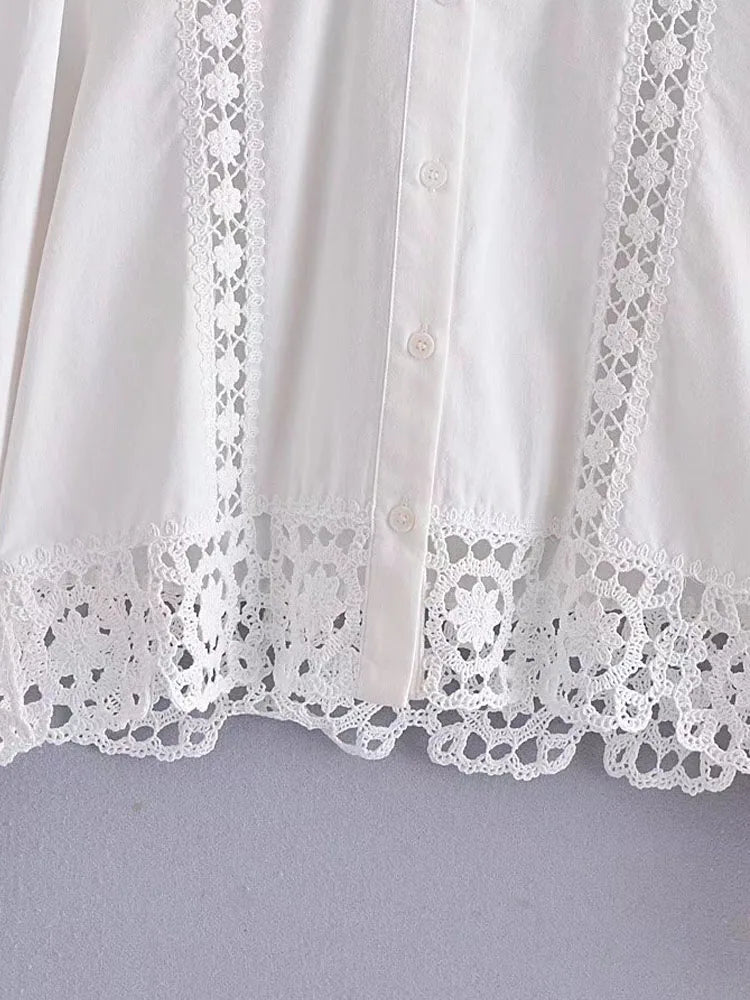 Aiertu  -  Summer Women Sweet Suits 2 piece Sets White Lace Shirts Tops and Shorts Female Fashion Street Two pieces Clothing Aiertu