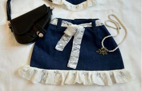 Aiertu  -  Korean Gothic Sexy Hottie Denim Skirt Suit for Women Harajuku Y2k Style High Street Retro Design Cute Mini Skirt Punk Slim Top Aiertu