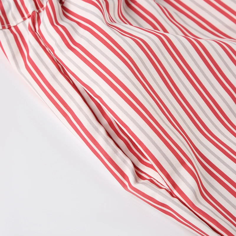 Aiertu  -  Sweet Stripe Lace Patchwork Women Pants Low Waist Drawstring Harajuku Korean Trousers Straight Leg Bottoms Basic New Aiertu