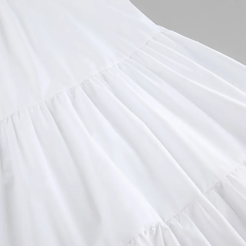 Aiertu  -  Summer Cotton A-line Loose Ruffles White Dress Women Casual O-neck Lace-up Sleeveless Mini Dress Female Holiday Party Dress 2025 Aiertu