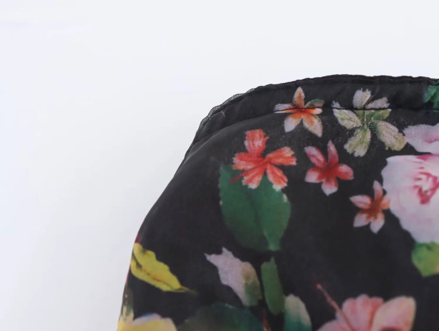 Aiertu  -  Sexy Women Black Flower Print Organza Strapless Dress Hem Ruched Swing BUD Party Skater Mini Short Robe Aiertu