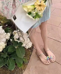 Aiertu  Fashionable And Versatile Butterfly Rhinestone Flat Slide Sandals Aiertu