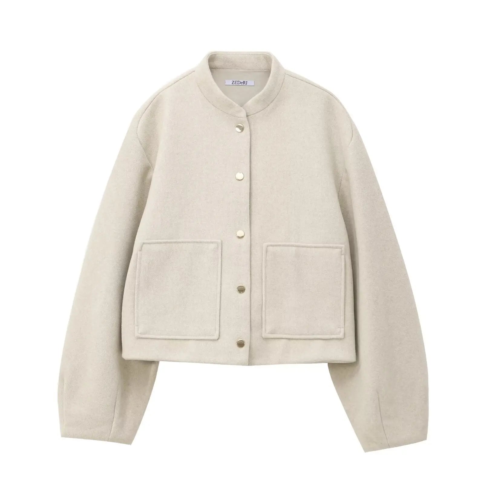 Aiertu  -  Stand Collar Short Jacket For Women Fashion Loose Single Breasted Coat Casual 2025 Spring Autumn New Solid Woman Outwear Aiertu