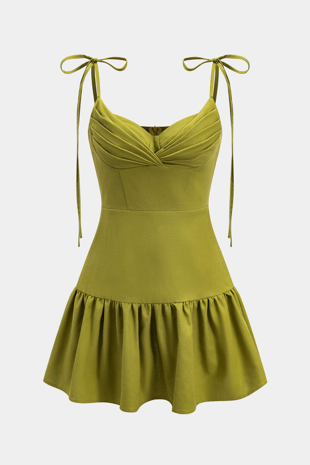 Aiertu  Linen Ruched Tie-Up Sleeveless Mini Dress Aiertu