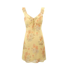 Aiertu  -  French tea break print wide suspender dress for women summer new slim fit hip-wrapped short skirt Aiertu