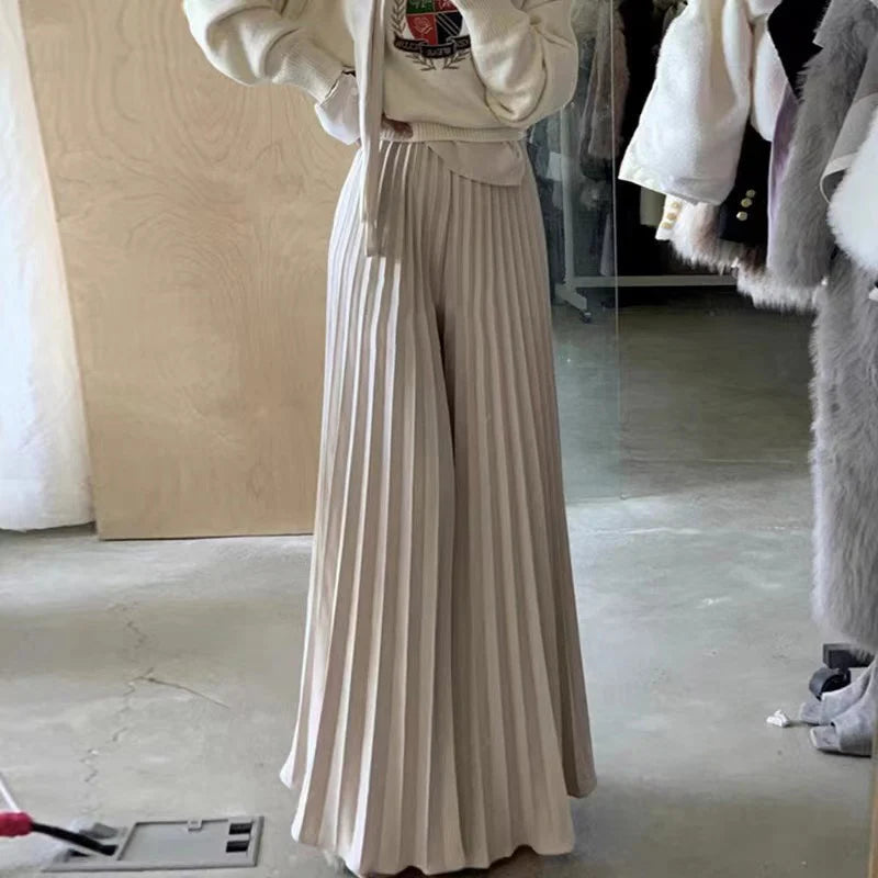 Aiertu Brand Spring Clothes Women Autumn Fashion Casual Office Lady Pleated Skirt Women New Hight Waist Solid Long Skirt Aiertu