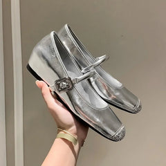 Aiertu  -  New French Rhinestone Silver Pumps Women'S Soft Ballet Shoes Soft Sole Inside Increase Shallow Mouth Single Shoes Aiertu