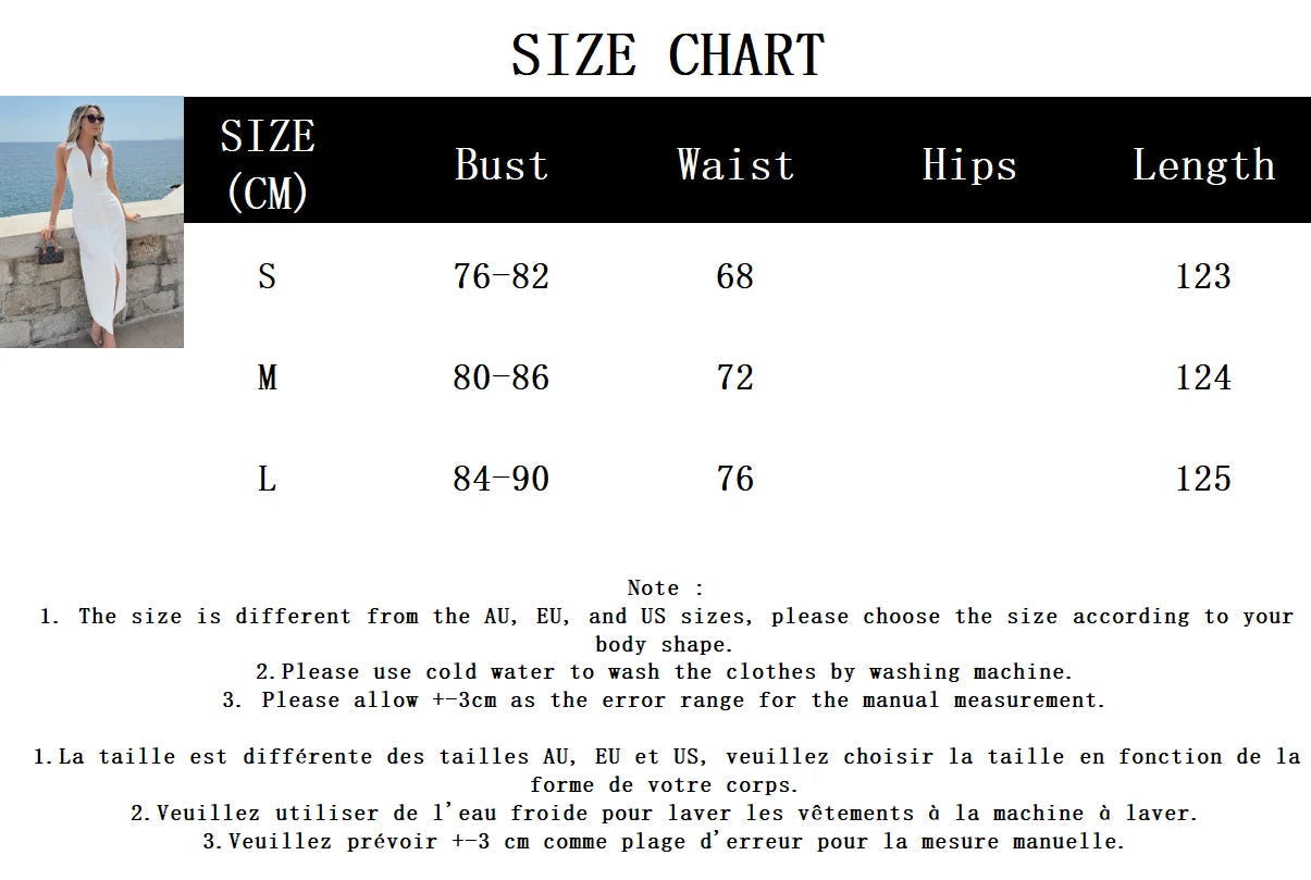 Aiertu  -  White Chic Slim Split Halter Dresses Women Summer Single Breasted Sleeveless Midi Dress 2025 New Elegant Casual Fashion Vestidos Aiertu