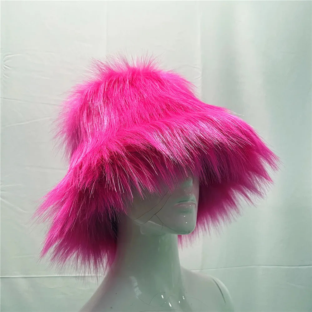 Aiertu  -  Winter Tie-dyed Bucket Hat Imitation Fur Y2k Warm Plush Bucket Hat Unisex Bucket Hat Gorros Invierno Mujer Aiertu