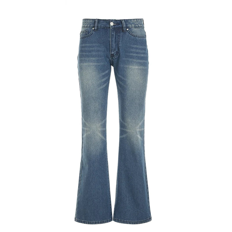 Aiertu  -  Y2K Blue Straight Jeans Korean Fashion Street Style Denim Pants Basic Casual Harajuku Slim Fit Trousers Spring Outfit Aiertu