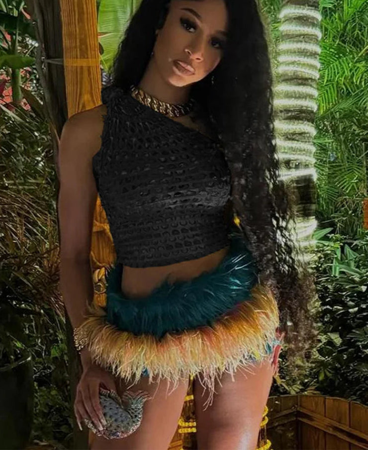 Aiertu Summer Women Sexy Golden Scales Tanks Girl Single Shoulder Bling All-match Party Club Crop Tops Miss Solid Vest Aiertu