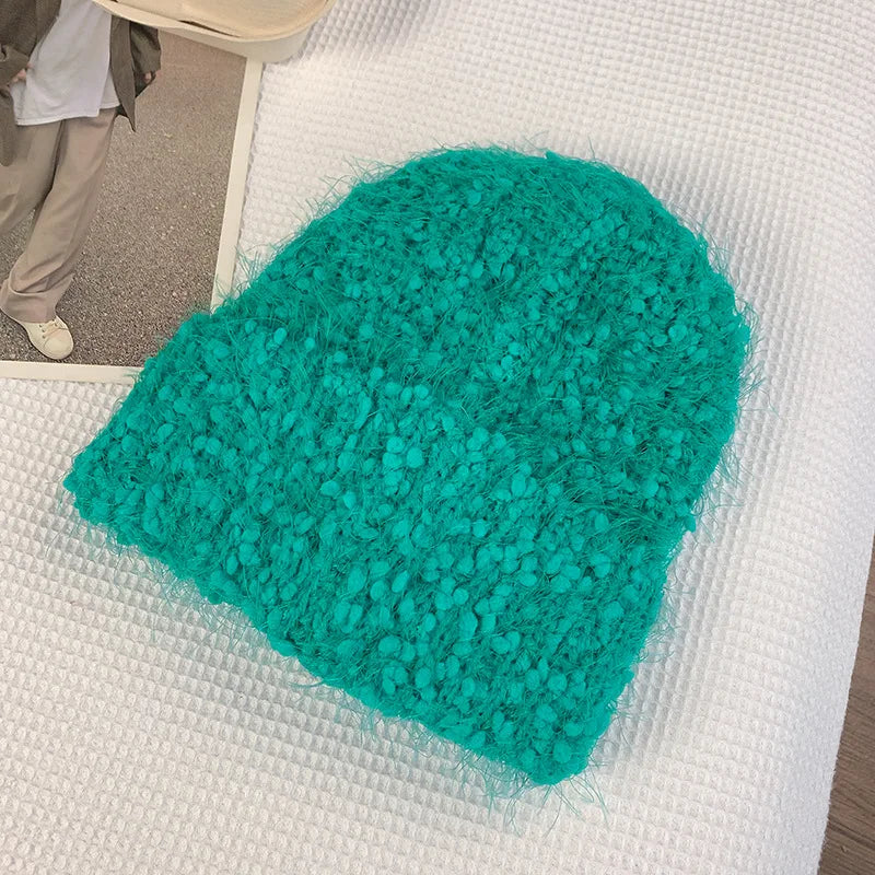 Aiertu  -  8 Colors Unisex Solid Color Big Head Knitted Hat Beanies Winter Hats For Woman Bonnet Adult Cover Head Cap Warm Skullies Caps Aiertu
