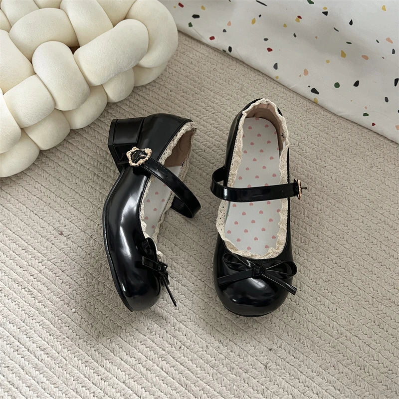 Aiertu  -  Fashion JK Women Mary Jane Shoes Ladies Causal Shallow Butterfly-knot Shoes Spring Autumn Female Leather Shoes Aiertu