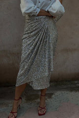 Aiertu  -Elegant Sequins Ruched Regular High Waist Bottoms(3 Colors) aiertu