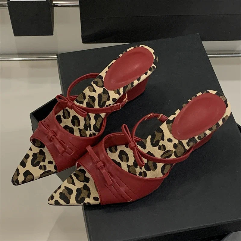 Aiertu  -   Summer Designer Wedges Slippers Women Pointed Toe Thin Low Heels Party Ladies Slide Shoes Zapatos De Mujer Aiertu