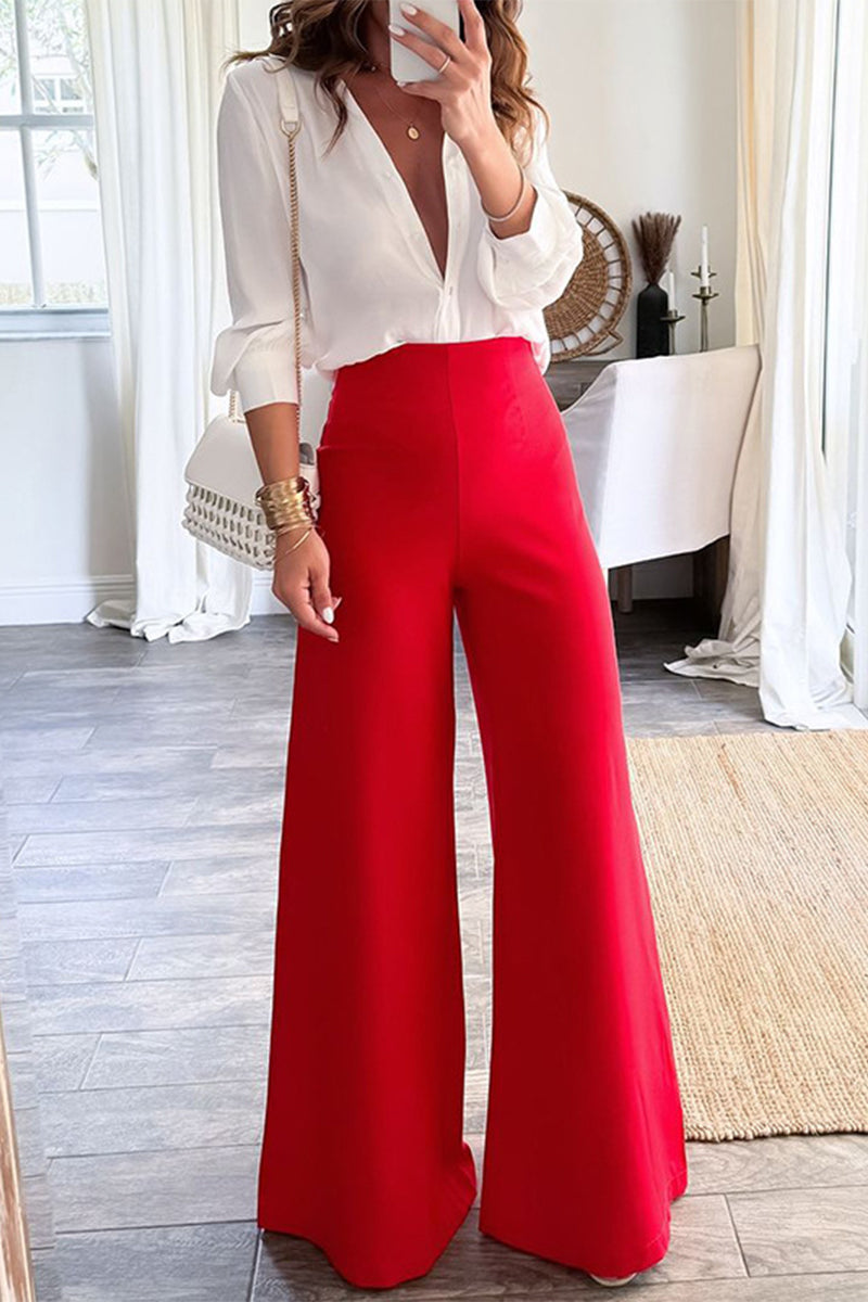 Aiertu  -Casual Daily Loose High Waist Wide Leg Bottoms aiertu
