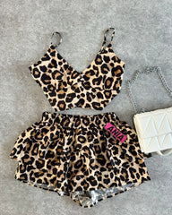 Aiertu  -  New Goth Harajuku Leopard Print Two Piece Sets Womens Outfits Sexy Fashion Y2k Skirt Sets Shorts Halter Crop Tops Streetwear Aiertu