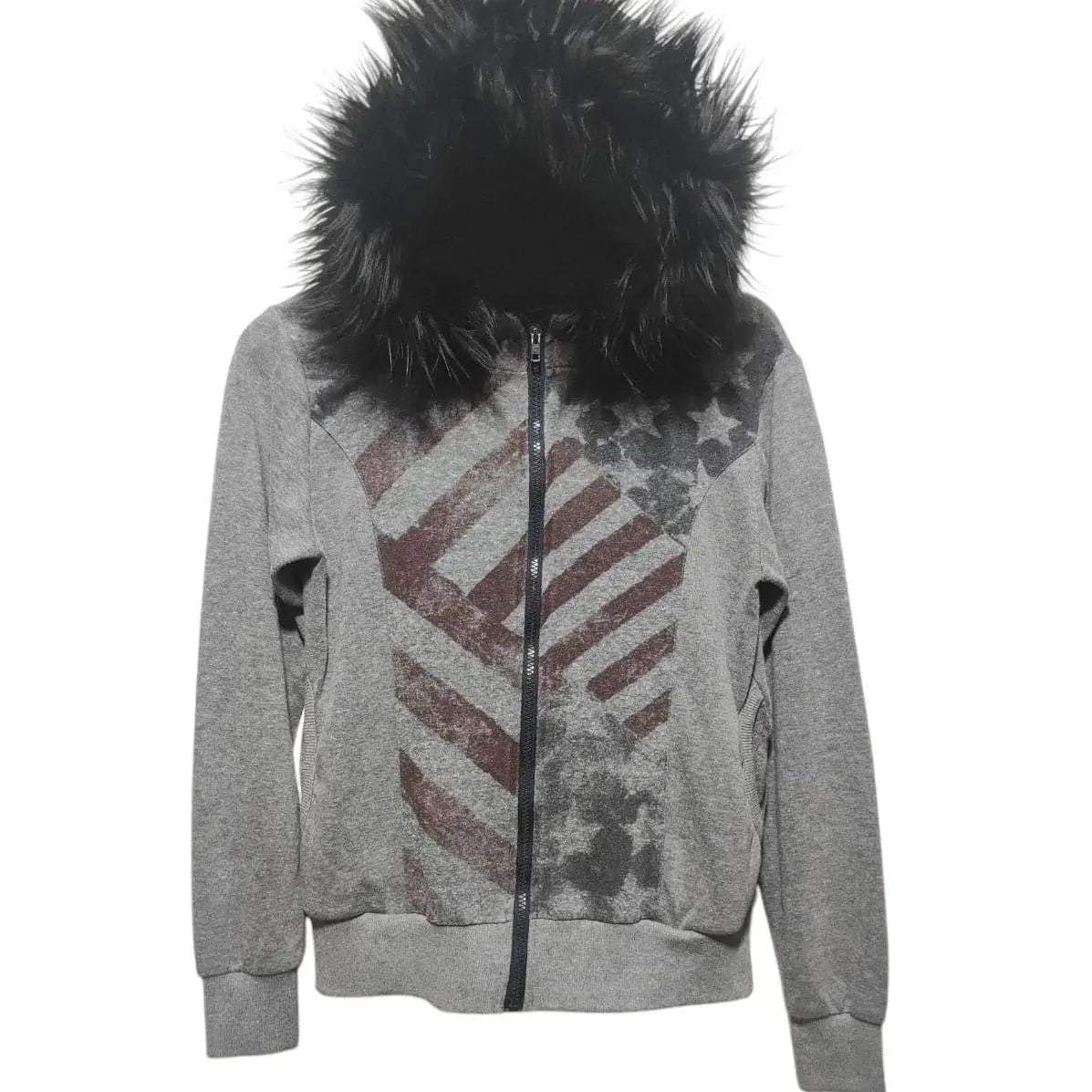 Aiertu  -  Winter American Style Personality Printed Warm Hoodies Simplicity Fashion Design Loose Sweatshirts Fur Collar Tops Aiertu