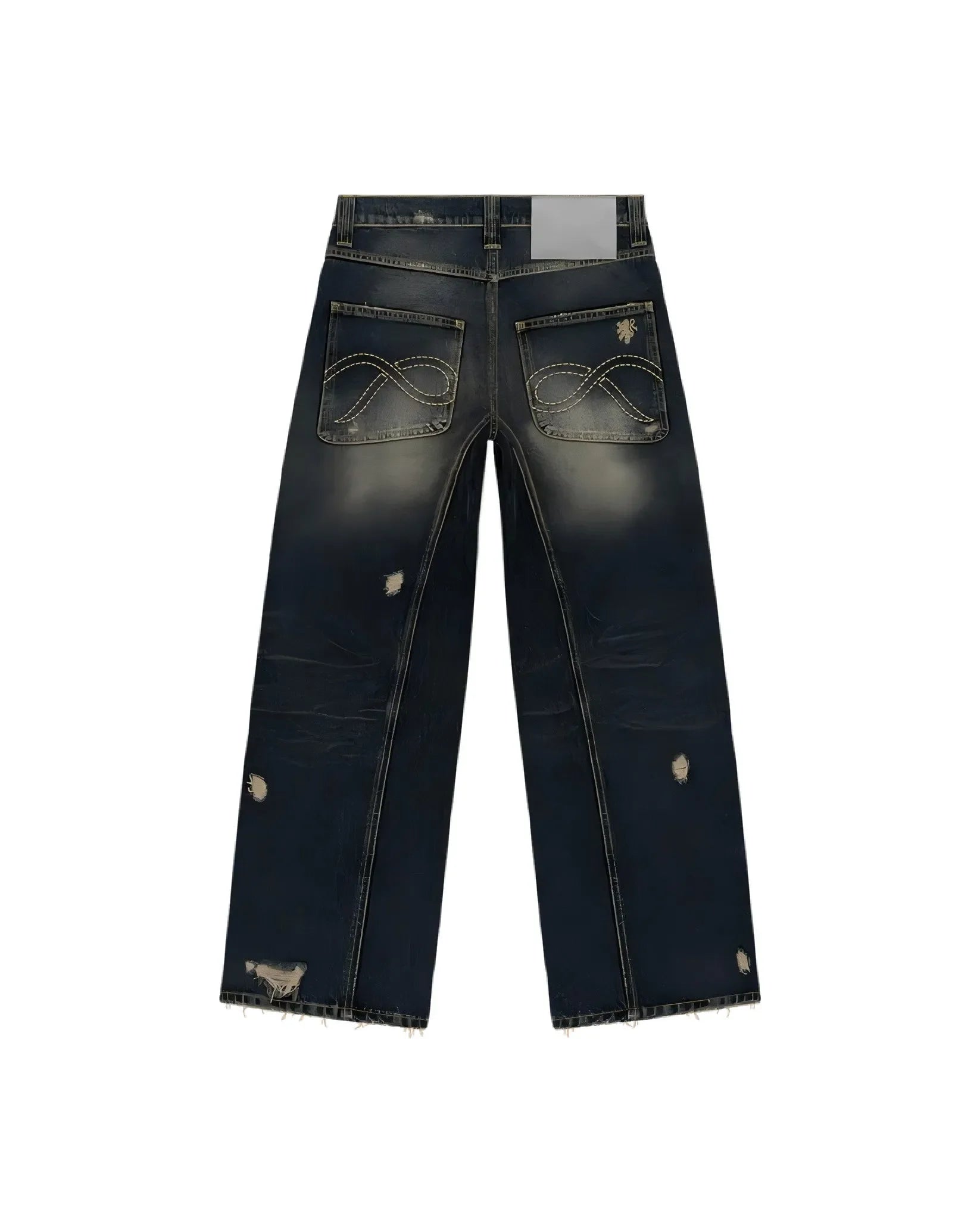 Aiertu  -  Hip-hop Retro Blue Spliced Harajuku Straight Jeans Men's Y2k Loose High-waisted Washed Casual Wide-leg Pants for Couples Aiertu