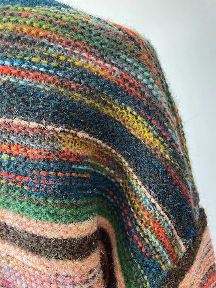 Aiertu  -  Women Multicolor Striped Cardigan Colorful Sweater Winter Fall Y2k Jumper Women Clothes Aiertu