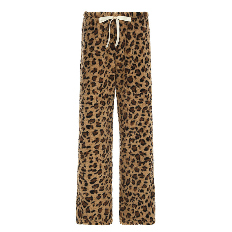 Aiertu - summer inspo Leopard Velvet Women Loose Long Pants Bow Y2k Retro Fashion Chic Warm Autumn New Trousers Design Street Style Aiertu