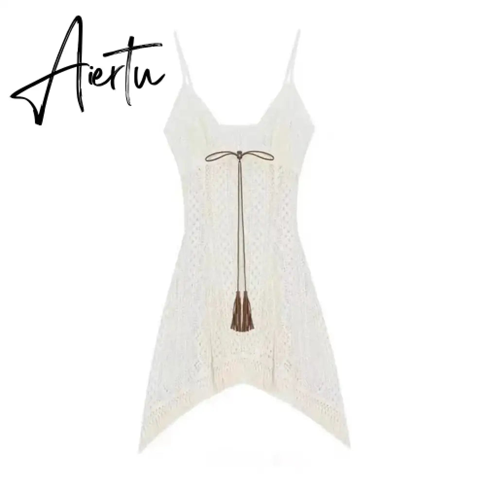 Aiertu 2000s Aesthetics Fashion Outfits 2 Piece Set Floral Dress Prairie Chic + Knitted Tops With Belt Spring Summer High Street Aiertu