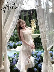 Aiertu 2024 Fairy Elegant Short Party Dresses Woman Beach Sleeveless Irregular Dresses Korea Fashion Aesthetics Casual One Piece Dress Aiertu