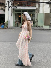 Aiertu 2024 Summer Elegant Floral Dress Women Evening Party Slim Midi Dress Office Lady Causal Outwear Strap Dress Korean Fashion Aiertu