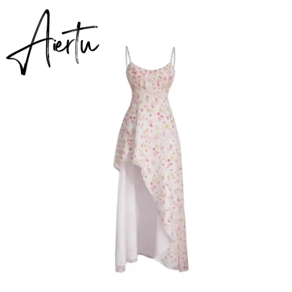 Aiertu 2024 Summer Elegant Floral Dress Women Evening Party Slim Midi Dress Office Lady Causal Outwear Strap Dress Korean Fashion Aiertu