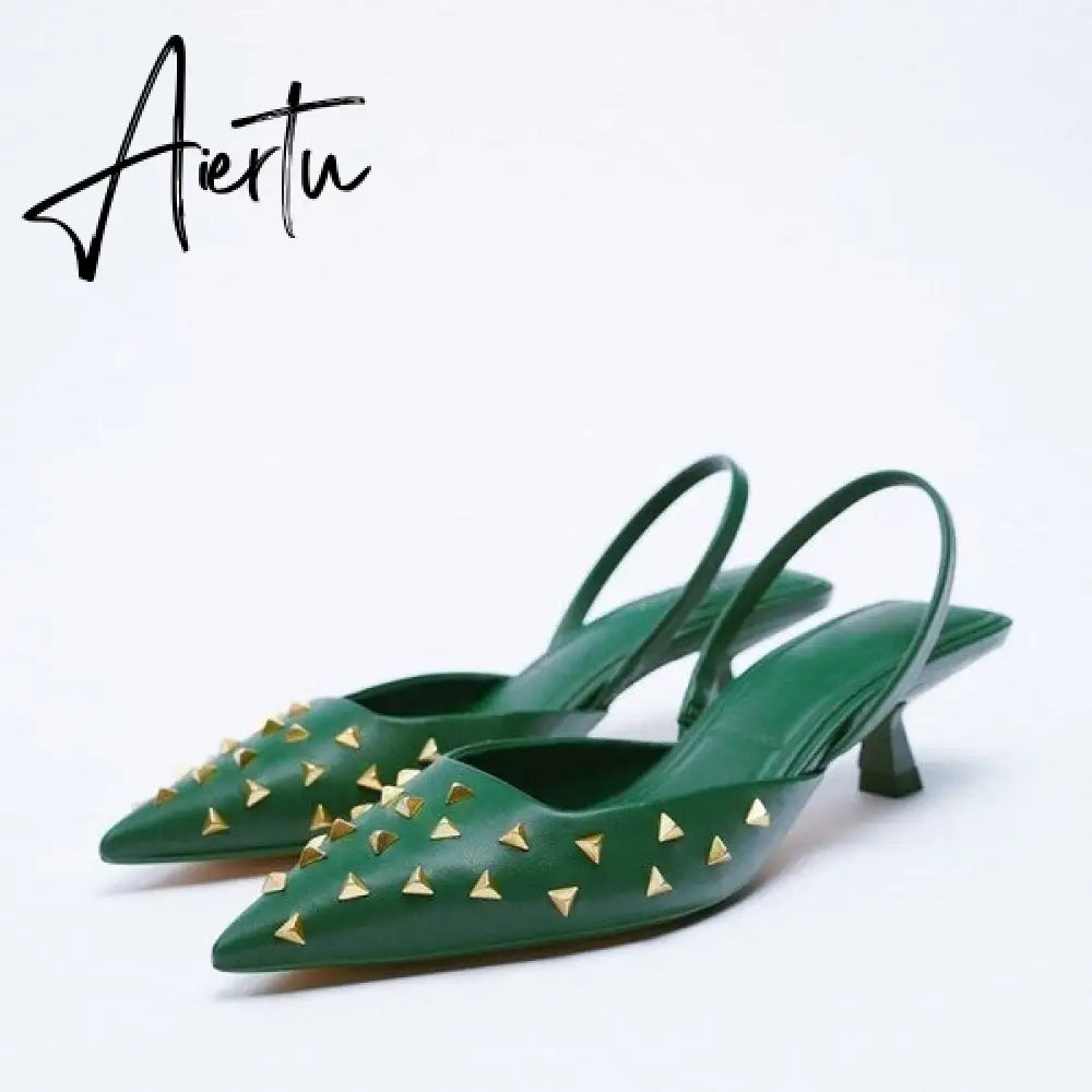 Aiertu African Party Shoe and Bag Set Sexy Heels Shallow Mouth Pointed Pumps Lace-Up Sandals Ladies Slip On Golden Crossdressers Beige Aiertu