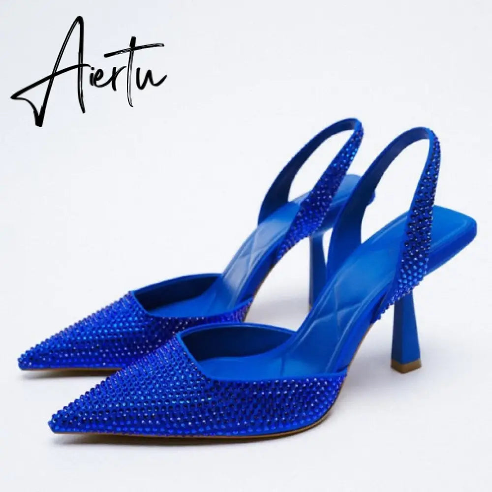 Aiertu African Party Shoe and Bag Set Sexy Heels Shallow Mouth Pointed Pumps Lace-Up Sandals Ladies Slip On Golden Crossdressers Beige Aiertu