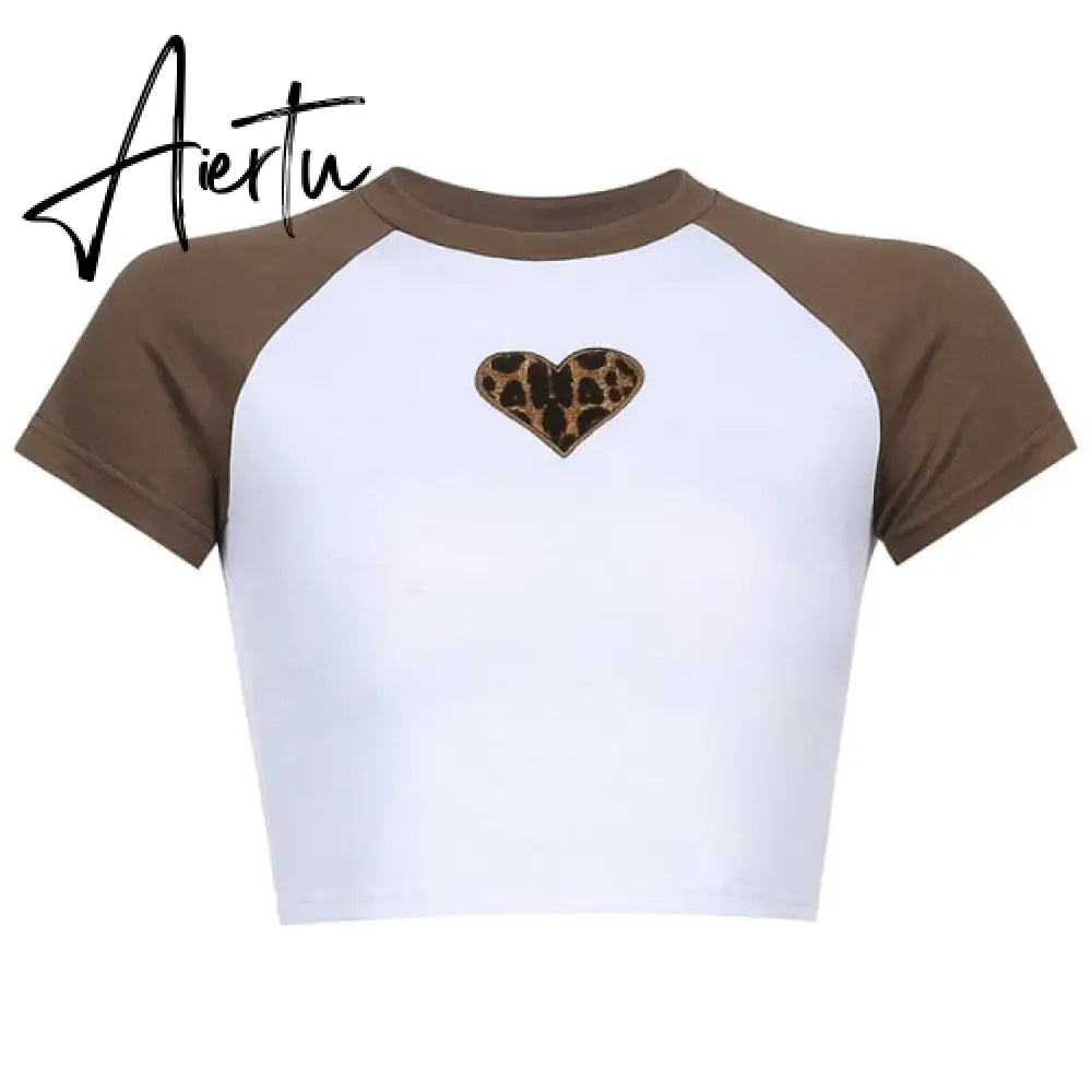 Aiertu Angel Printed Short Sleeve Crop Top T Shirt Women Summer Clothes Cute Print T-shirt Ladie Streetwear Tee Shirt Aiertu