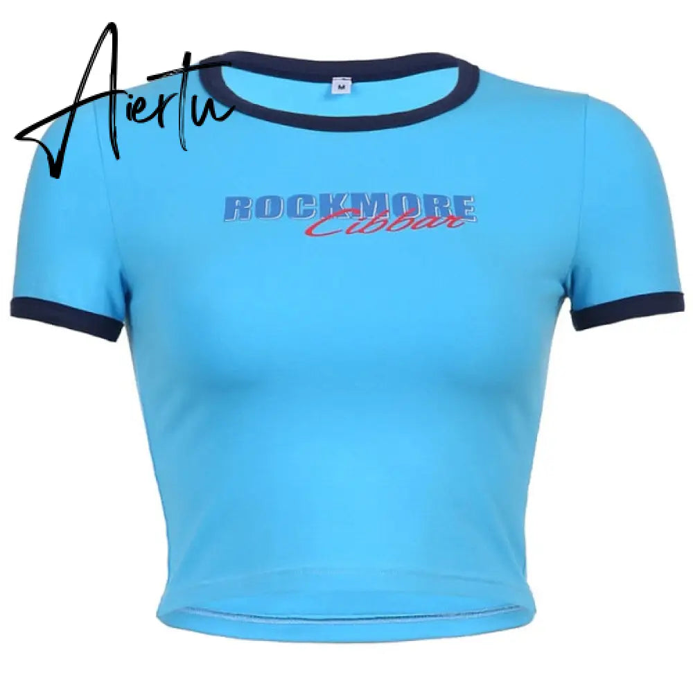 Aiertu Angel Printed Short Sleeve Crop Top T Shirt Women Summer Clothes Cute Print T-shirt Ladie Streetwear Tee Shirt Aiertu