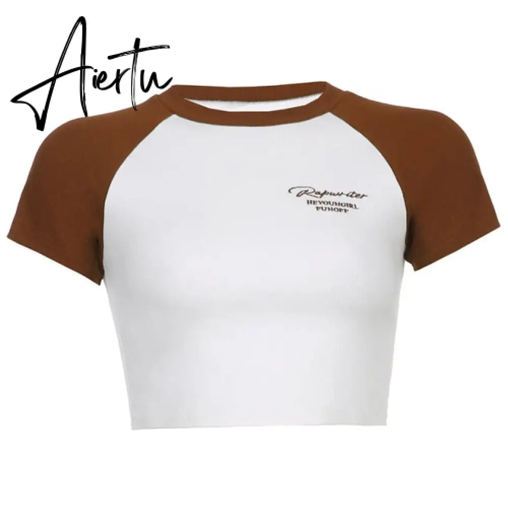 Aiertu Angel Printed Short Sleeve Crop Top T Shirt Women Summer Clothes Cute Print T-shirt Ladie Streetwear Tee Shirt Aiertu