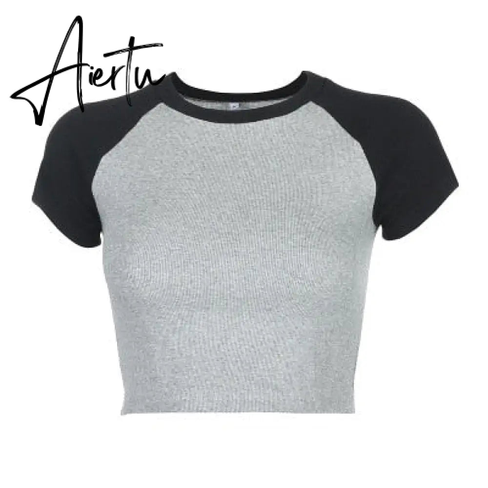 Aiertu Angel Printed Short Sleeve Crop Top T Shirt Women Summer Clothes Cute Print T-shirt Ladie Streetwear Tee Shirt Aiertu