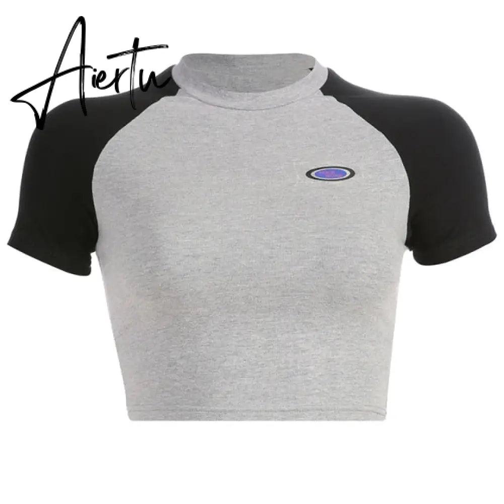 Aiertu Angel Printed Short Sleeve Crop Top T Shirt Women Summer Clothes Cute Print T-shirt Ladie Streetwear Tee Shirt Aiertu