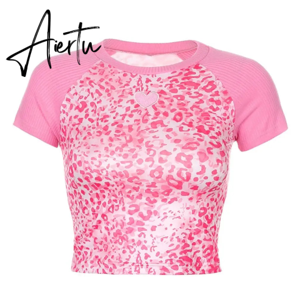 Aiertu Angel Printed Short Sleeve Crop Top T Shirt Women Summer Clothes Cute Print T-shirt Ladie Streetwear Tee Shirt Aiertu