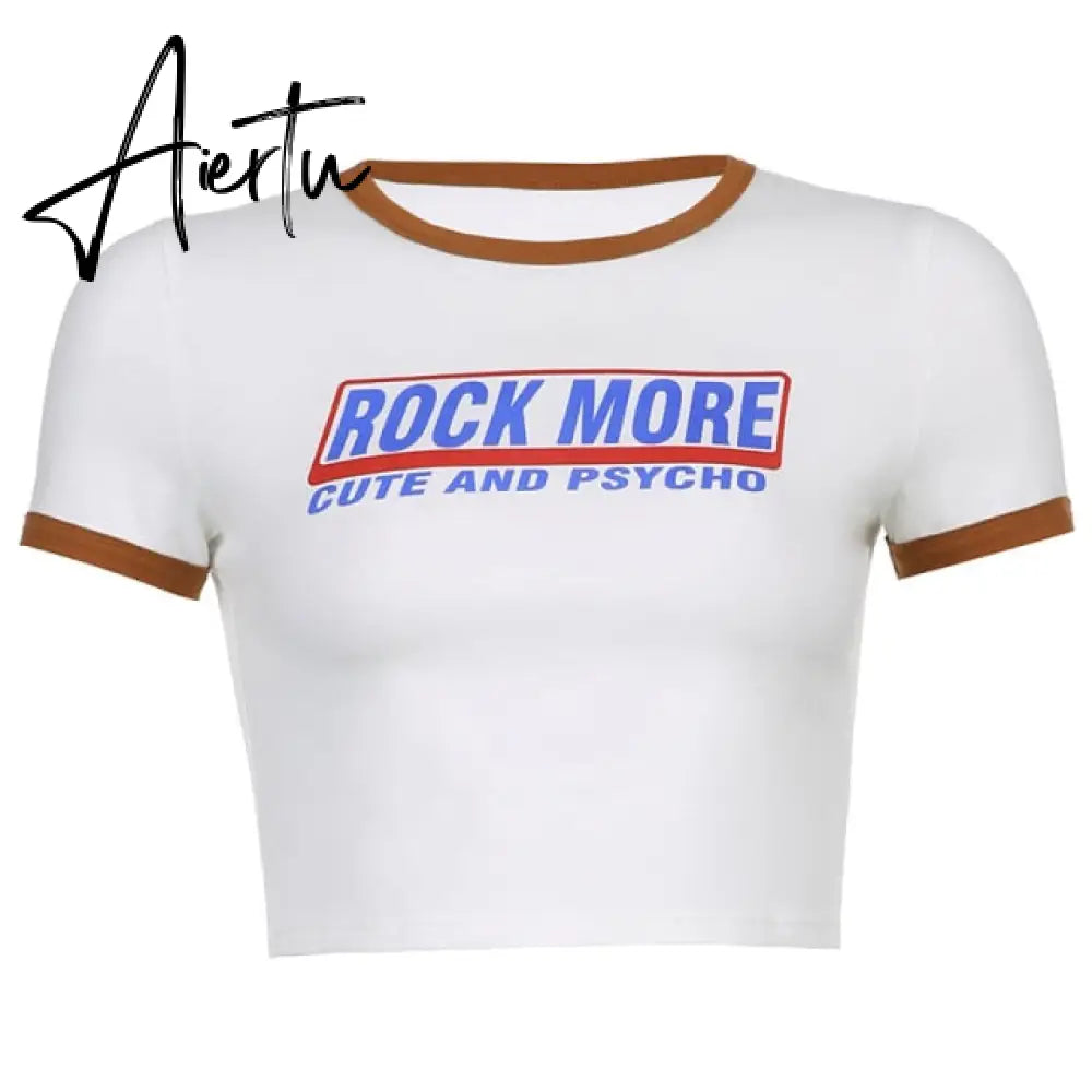 Aiertu Angel Printed Short Sleeve Crop Top T Shirt Women Summer Clothes Cute Print T-shirt Ladie Streetwear Tee Shirt Aiertu