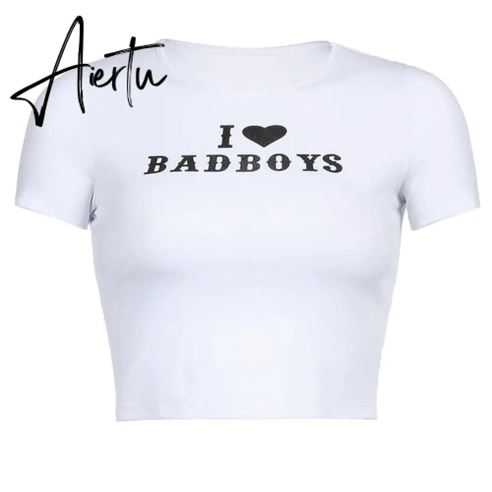 Aiertu Angel Printed Short Sleeve Crop Top T Shirt Women Summer Clothes Cute Print T-shirt Ladie Streetwear Tee Shirt Aiertu