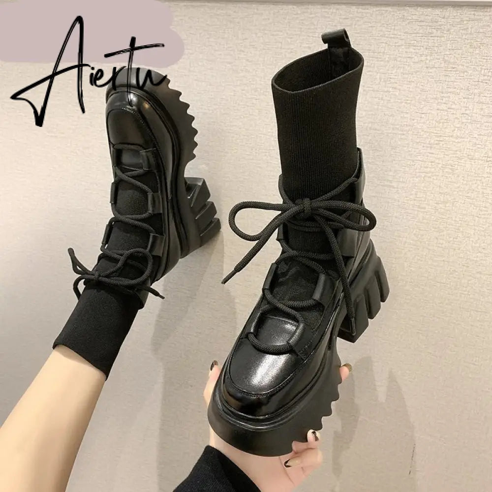 Aiertu Ankle Boots For Women Square Toe Fashion Shoes Warm Winter Short Boots Zipper Square Heels Comfortable Lady Shoes Aiertu
